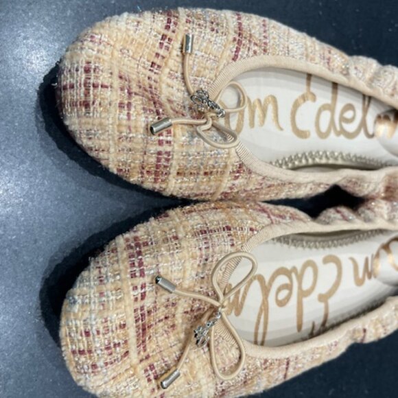 EUC SAM EDELMAN ELASTIC OPENING BALLET STYLE SLIPPERS SHOES LOAFERS TWEED SIZE 7 - Picture 7 of 7